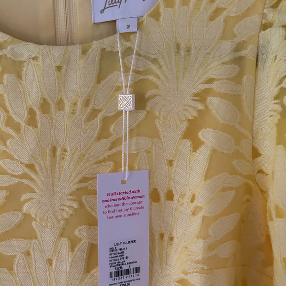 Lilly Pulitzer Yellow Stacked Palms Size 2 NWT - Picture 4 of 4